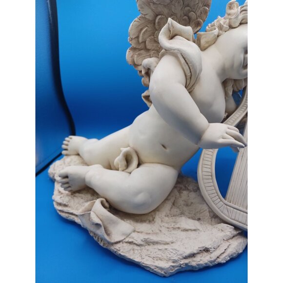 Vintage 20" Design Toscano Italian Baroque Victorian Cherub Angel w/ Harp Statue - Picture 10 of 12